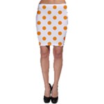 Polka Dots - Dark Orange on White Bodycon Skirt