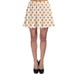 Polka Dots - Dark Orange on White Skater Skirt