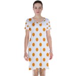 Polka Dots - Dark Orange on White Short Sleeve Nightdress