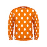 Polka Dots - White on Orange Kid s Sweatshirt