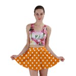 Polka Dots - White on Orange Mini Skirt