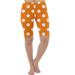 Polka Dots - White on Orange Cropped Leggings