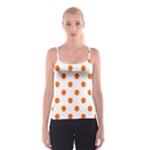 Polka Dots - Safety Orange on White Spaghetti Strap Top