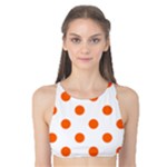 Polka Dots - Safety Orange on White Tank Bikini Top