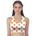 Polka Dots - Safety Orange on White Women s Sports Bra