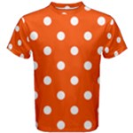 Polka Dots - White on Tangelo Orange Men s Cotton Tee