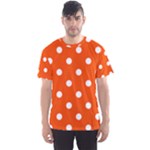 Polka Dots - White on Tangelo Orange Men s Sport Mesh Tee