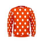 Polka Dots - White on Tangelo Orange Kid s Sweatshirt