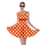 Polka Dots - White on Tangelo Orange Skater Dress