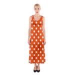 Polka Dots - White on Tangelo Orange Full Print Maxi Dress