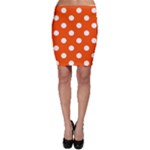 Polka Dots - White on Tangelo Orange Bodycon Skirt