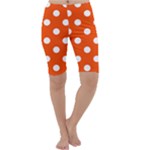 Polka Dots - White on Tangelo Orange Cropped Leggings