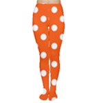 Polka Dots - White on Tangelo Orange Women s Tights