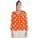 Polka Dots - White on Tangelo Orange Wind Breaker (Women)