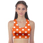 Polka Dots - White on Tangelo Orange Women s Sports Bra