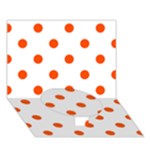 Polka Dots - Tangelo Orange on White Circle Bottom 3D Greeting Card (7x5)