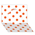 Polka Dots - Tangelo Orange on White Circle 3D Greeting Card (7x5)