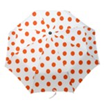 Polka Dots - Tangelo Orange on White Folding Umbrella