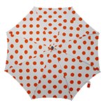 Polka Dots - Tangelo Orange on White Hook Handle Umbrella (Medium)