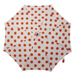 Polka Dots - Tangelo Orange on White Hook Handle Umbrella (Large)