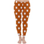 Polka Dots - White on Burnt Orange Winter Leggings