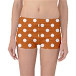 Polka Dots - White on Burnt Orange Boyleg Bikini Bottoms