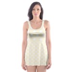 Polka Dots - White on Cornsilk Yellow Skater Dress Swimsuit