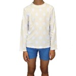 Polka Dots - White on Cornsilk Yellow Kid s Long Sleeve Swimwear