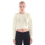 Polka Dots - White on Cornsilk Yellow Women s Cropped Sweatshirt