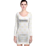 Polka Dots - Cornsilk Yellow on White Long Sleeve Bodycon Dress