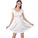 Polka Dots - Cornsilk Yellow on White Cap Sleeve Dress