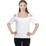 Polka Dots - Cornsilk Yellow on White Women s Cutout Shoulder Tee