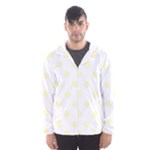 Polka Dots - Cream Yellow on White Hooded Wind Breaker (Men)