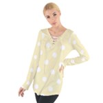 Polka Dots - White on Blond Yellow Women s Tie Up Tee