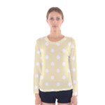 Polka Dots - White on Blond Yellow Women s Long Sleeve T-shirt