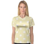 Polka Dots - White on Blond Yellow Women s V-Neck Sport Mesh Tee