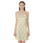 Polka Dots - White on Blond Yellow Satin Night Slip