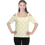 Polka Dots - White on Blond Yellow Women s Cutout Shoulder Tee