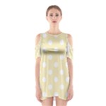 Polka Dots - White on Blond Yellow Women s Cutout Shoulder Dress