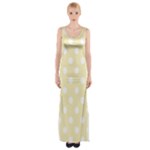 Polka Dots - White on Blond Yellow Maxi Thigh Split Dress