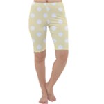 Polka Dots - White on Blond Yellow Cropped Leggings