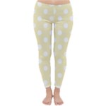 Polka Dots - White on Blond Yellow Winter Leggings