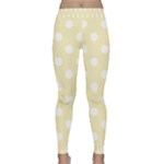 Polka Dots - White on Blond Yellow Yoga Leggings