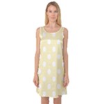 Polka Dots - White on Blond Yellow Sleeveless Satin Nightdress