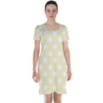 Polka Dots - White on Blond Yellow Short Sleeve Nightdress