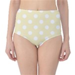 Polka Dots - White on Blond Yellow High-Waist Bikini Bottoms