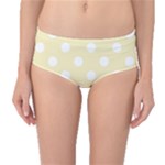 Polka Dots - White on Blond Yellow Mid-Waist Bikini Bottoms