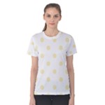 Polka Dots - Blond Yellow on White Women s Cotton Tee