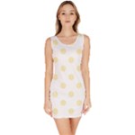 Polka Dots - Blond Yellow on White Bodycon Dress