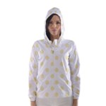 Polka Dots - Blond Yellow on White Hooded Wind Breaker (Women)